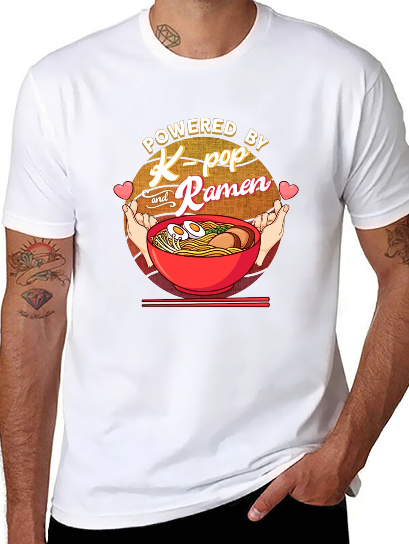 Powered by K-Pop and Ramen Black T-Shirt