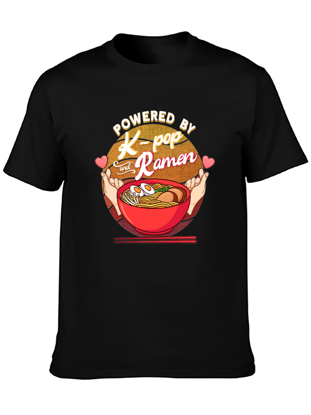 Powered by K-Pop and Ramen Black T-Shirt