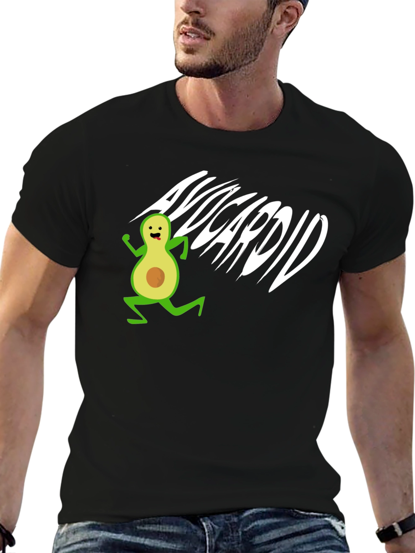 Avocardio T-Shirt - Black Cotton Avocado Run Tee