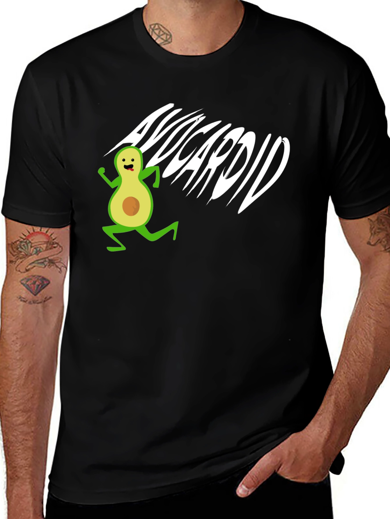 Avocardio T-Shirt - Black Cotton Avocado Run Tee