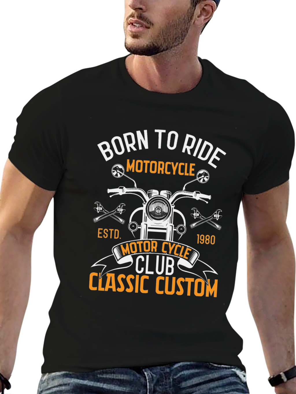 Born To Ride Motorcycle Classic Custom T-Shirt