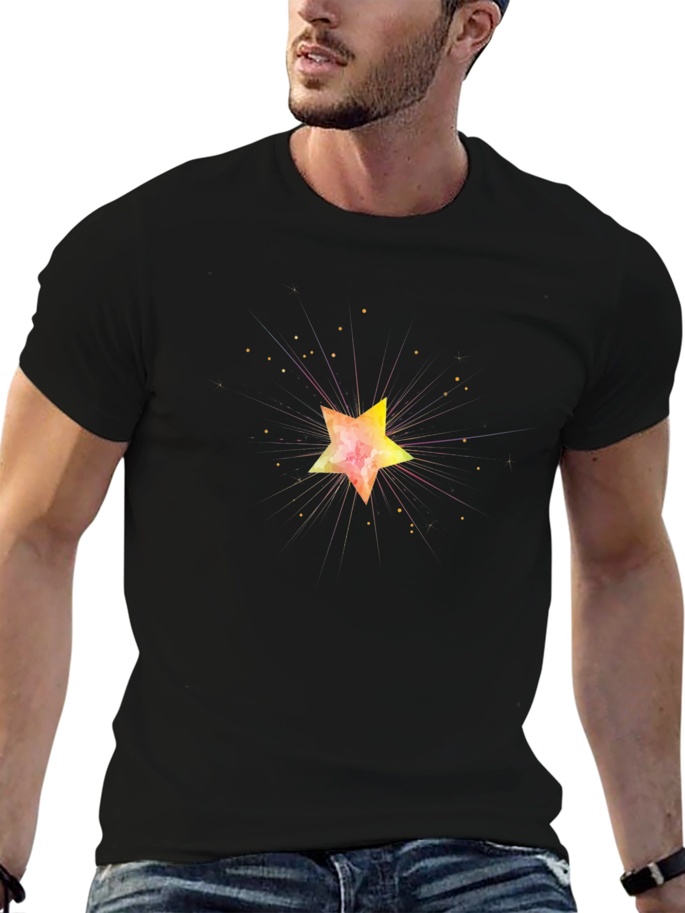 Star Graphic Black T-Shirt for Men