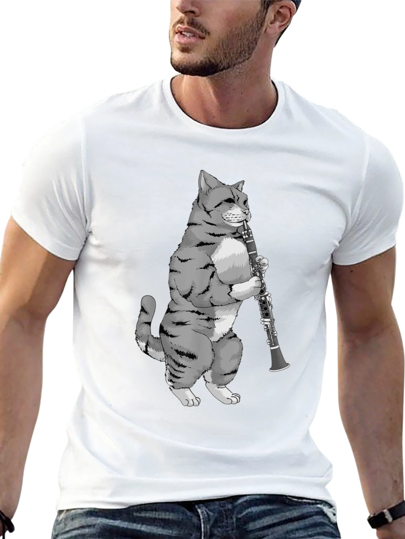 Cat Playing Clarinet T-Shirt - Unique Music Lover Tee