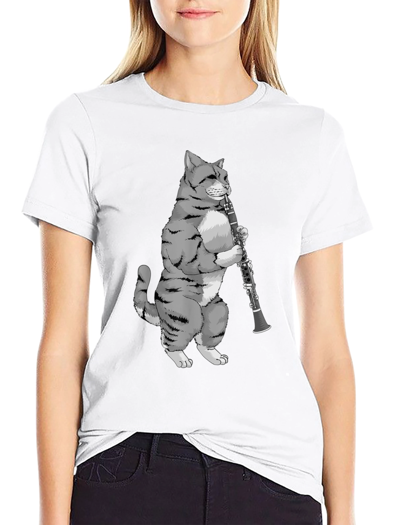 Cat Playing Clarinet T-Shirt - Unique Music Lover Tee
