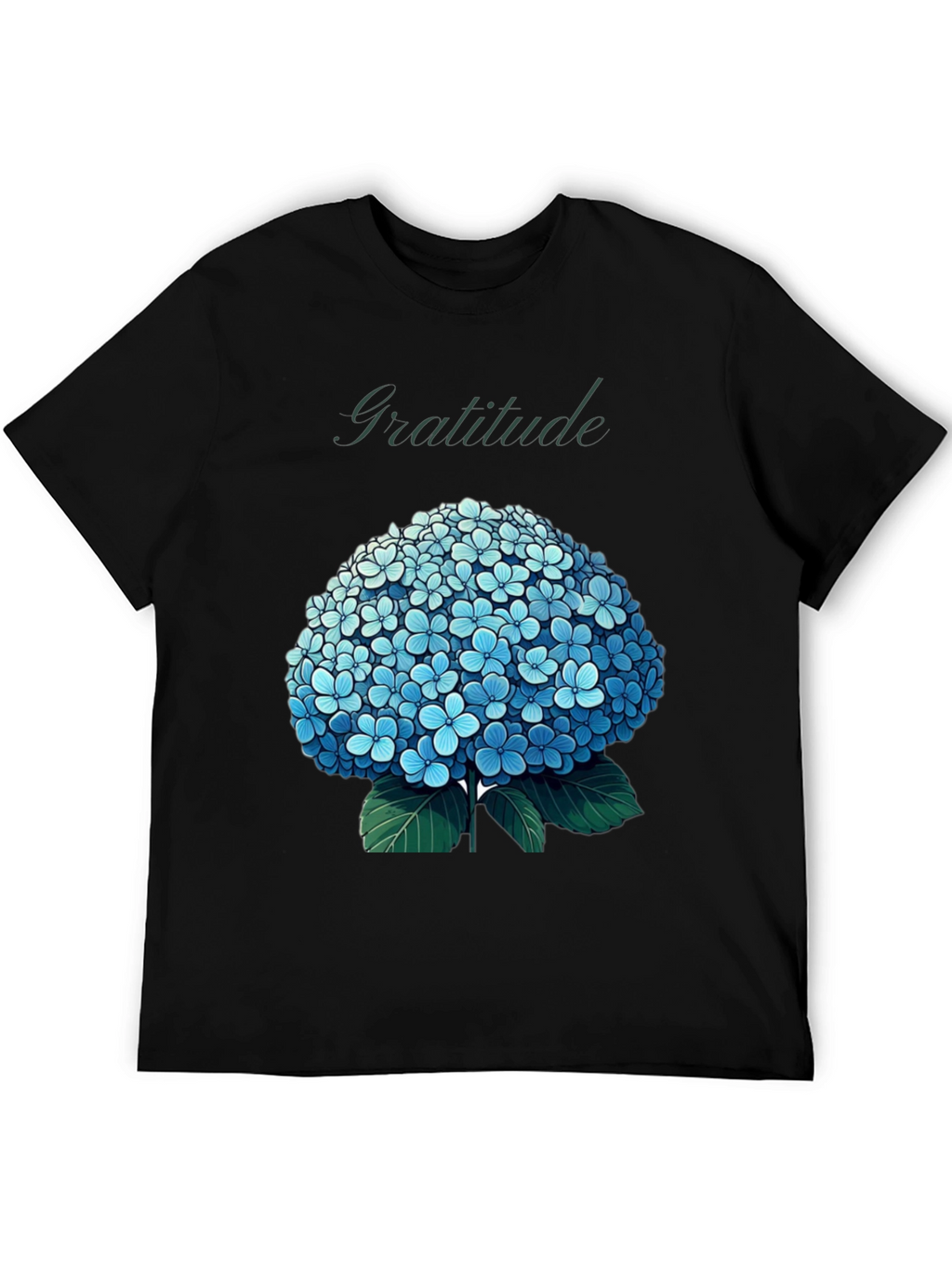 Gratitude Hydrangea Graphic Tee - Black