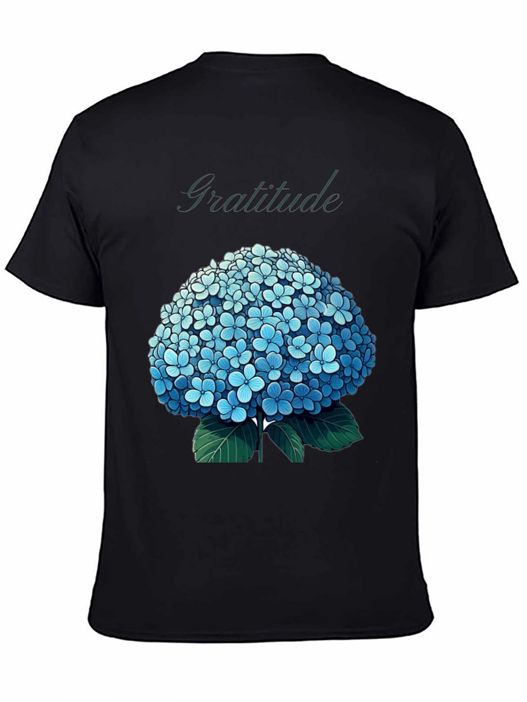 Gratitude Hydrangea Graphic Tee - Black