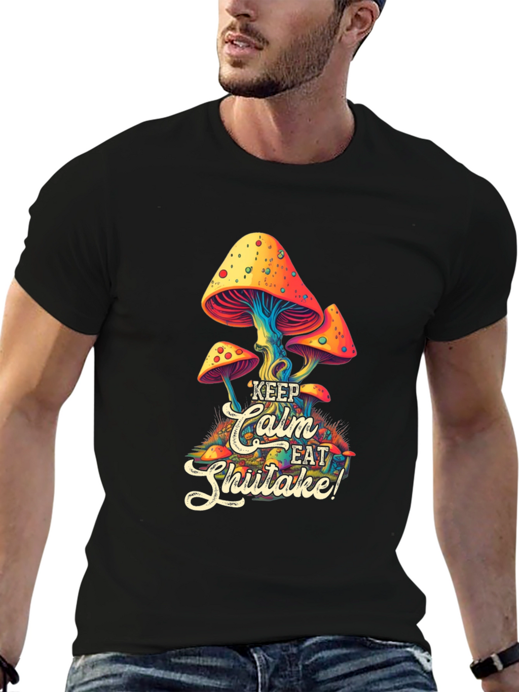 Keep Calm Eat Shiitake Mushroom Graphic Tee