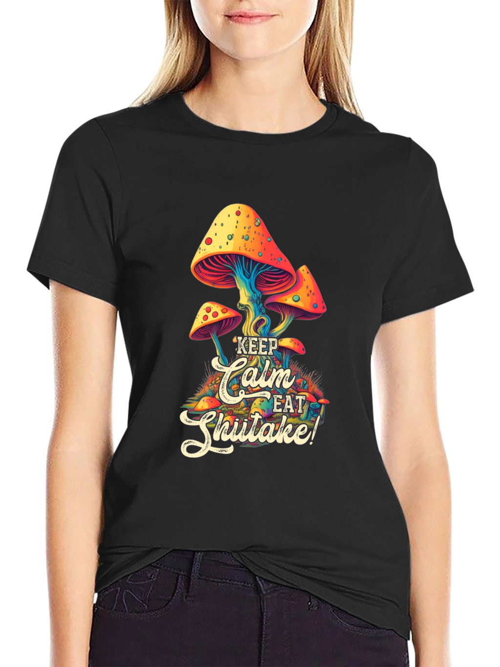 Keep Calm Eat Shiitake Mushroom Graphic Tee