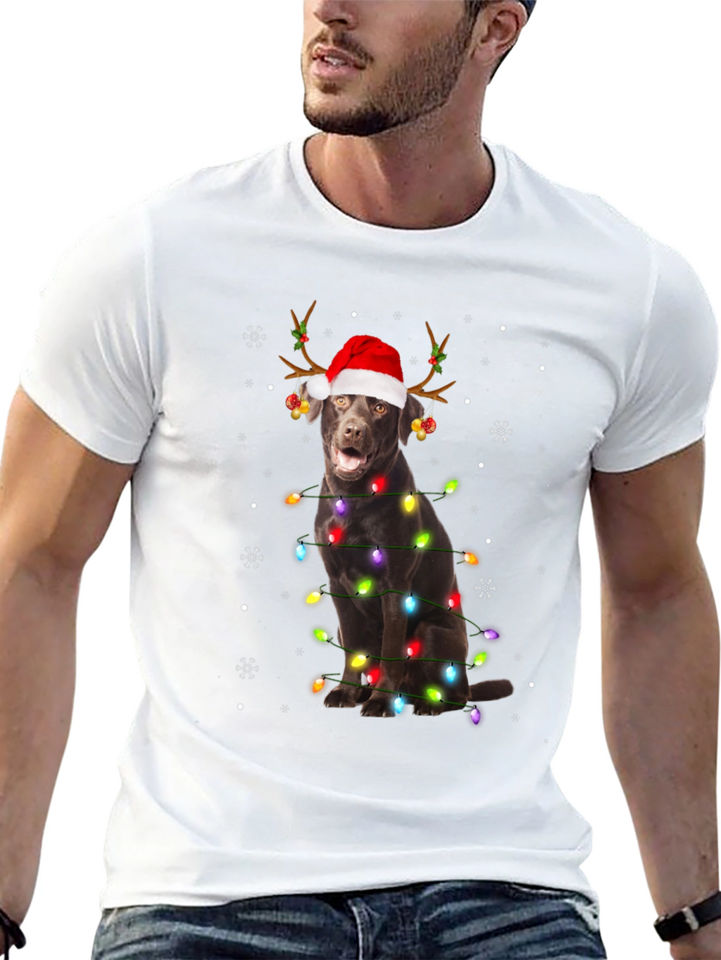 Festive Dog Christmas Lights T-Shirt