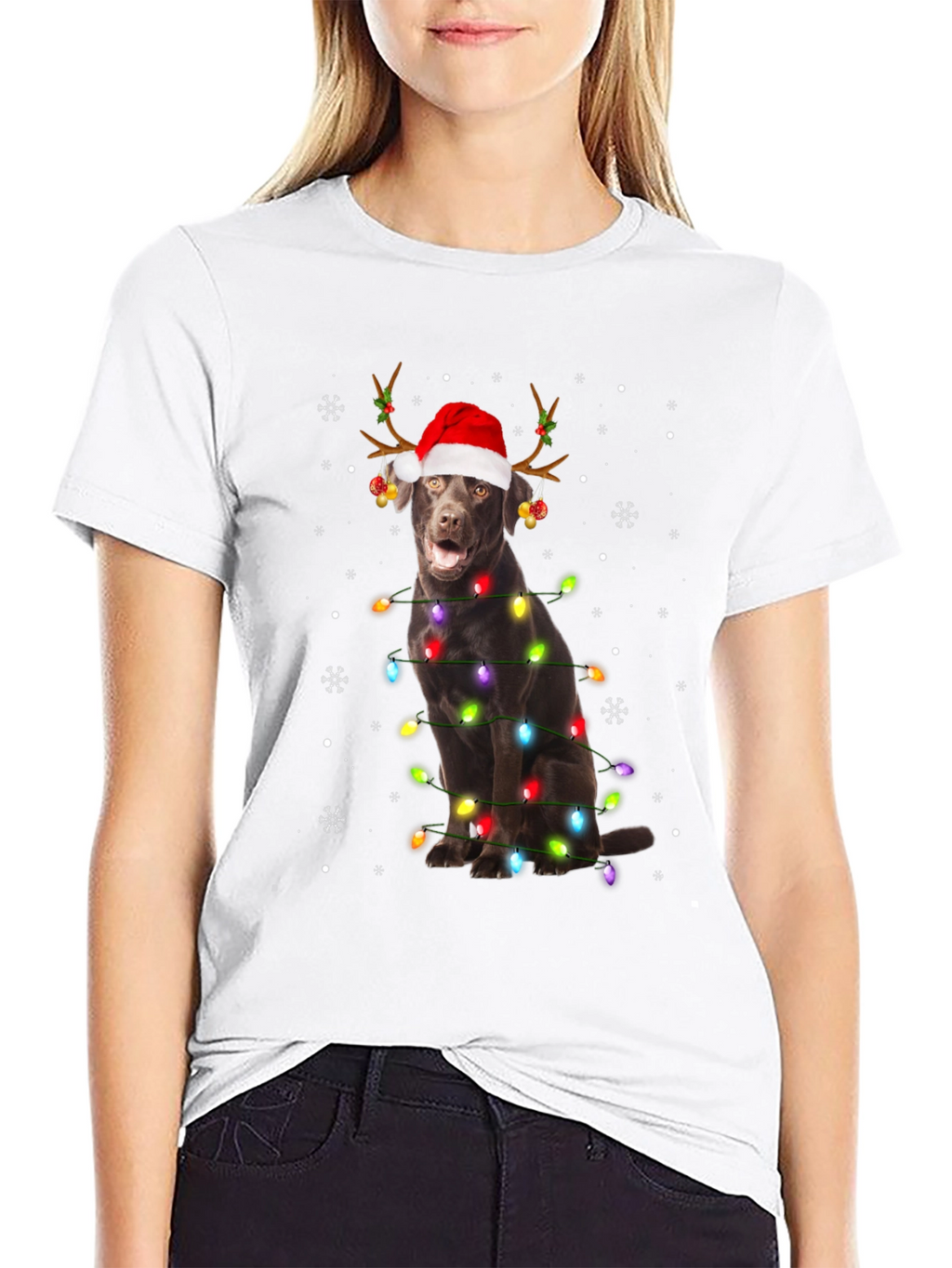 Festive Dog Christmas Lights T-Shirt