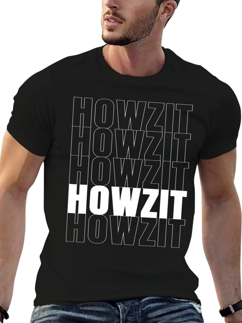 Howzit Tee - Black Graphic Print Casual Shirt