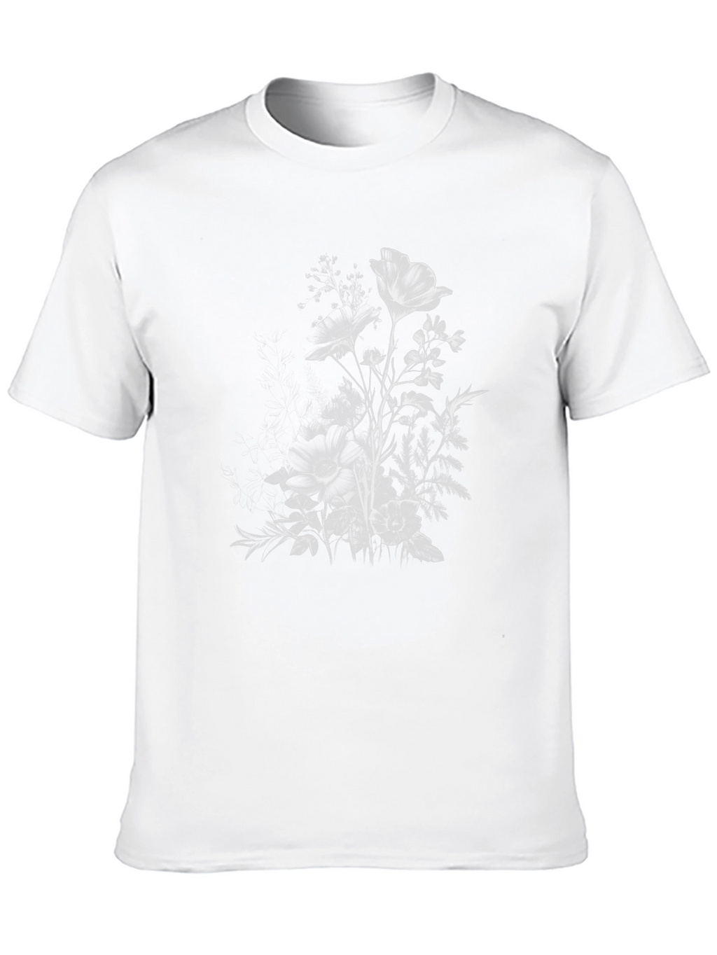 Floral Print Black Casual T-Shirt