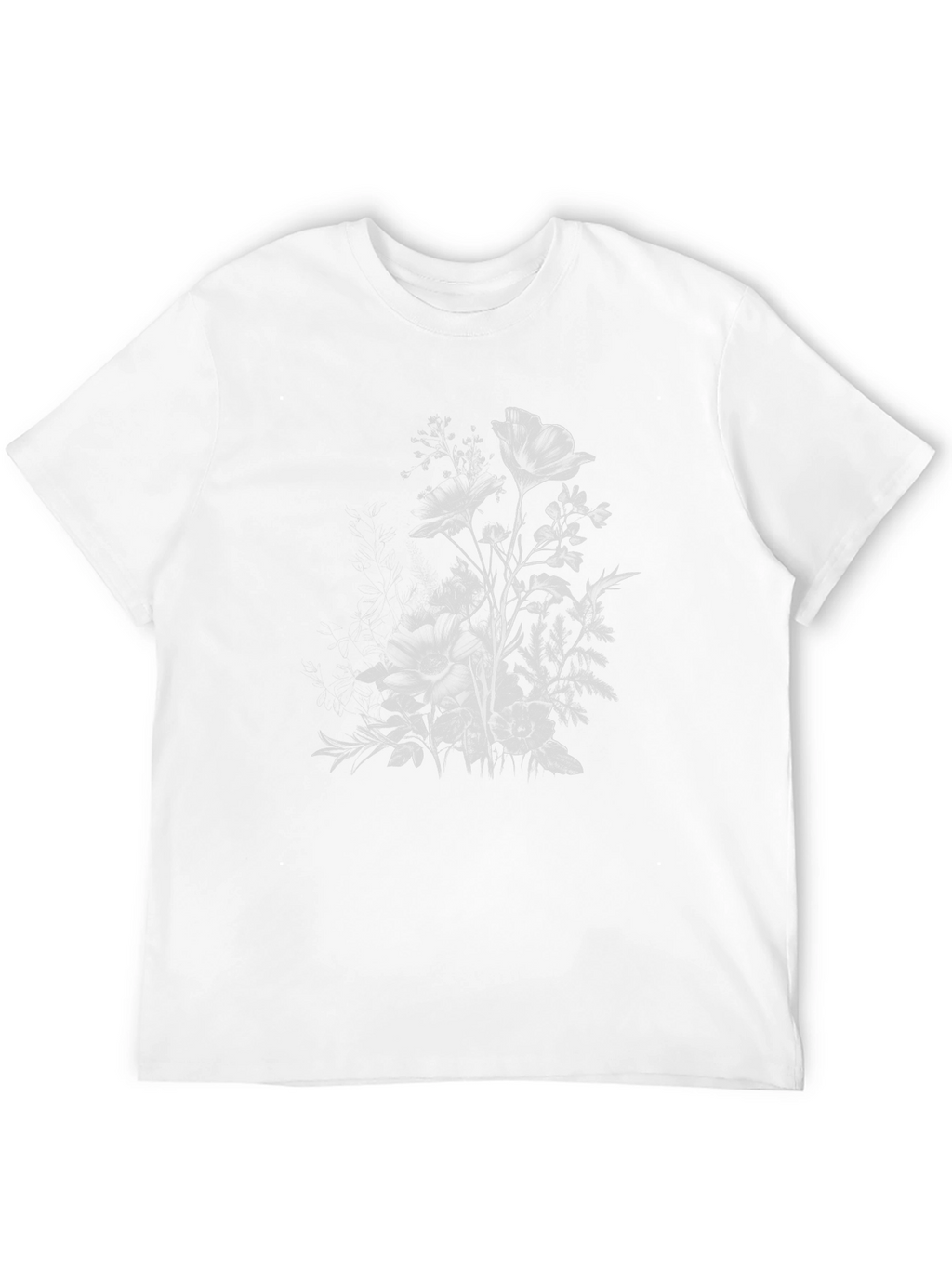 Floral Print Black Casual T-Shirt