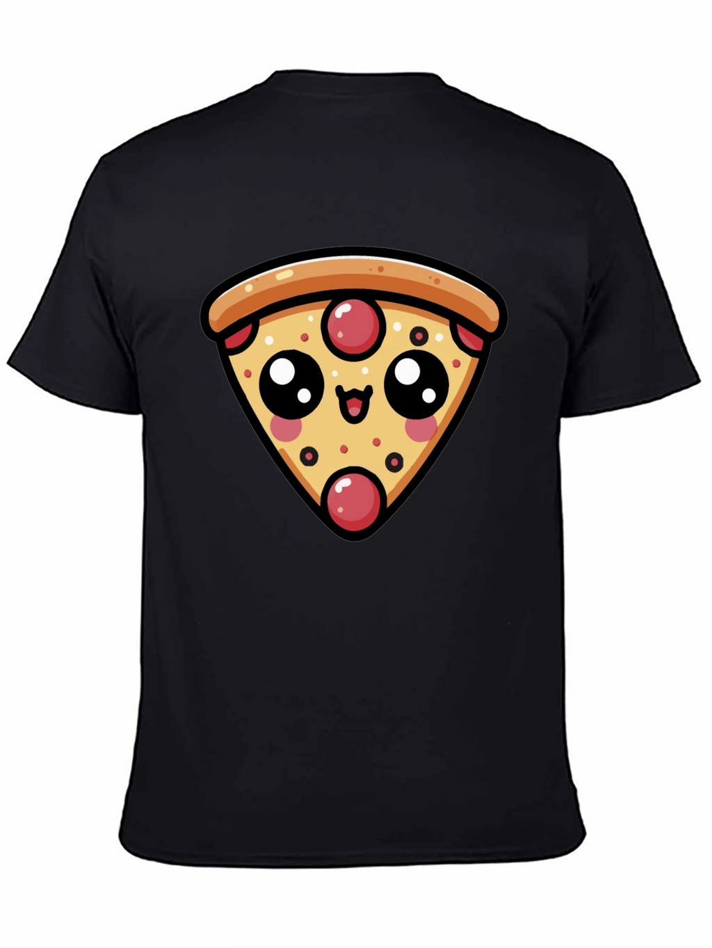 Cute Pizza Slice Graphic Black T-Shirt