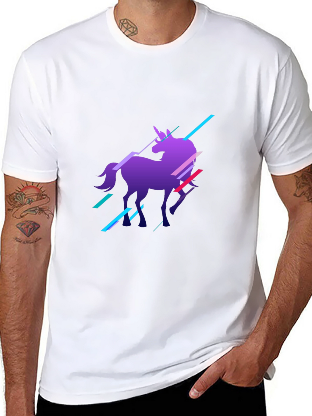 Unicorn Graphic Print Black T-Shirt
