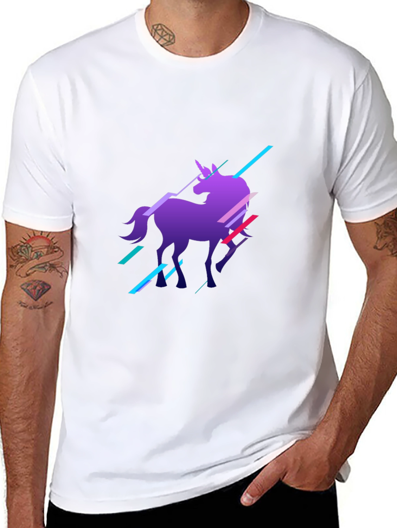 Unicorn Graphic Print Black T-Shirt