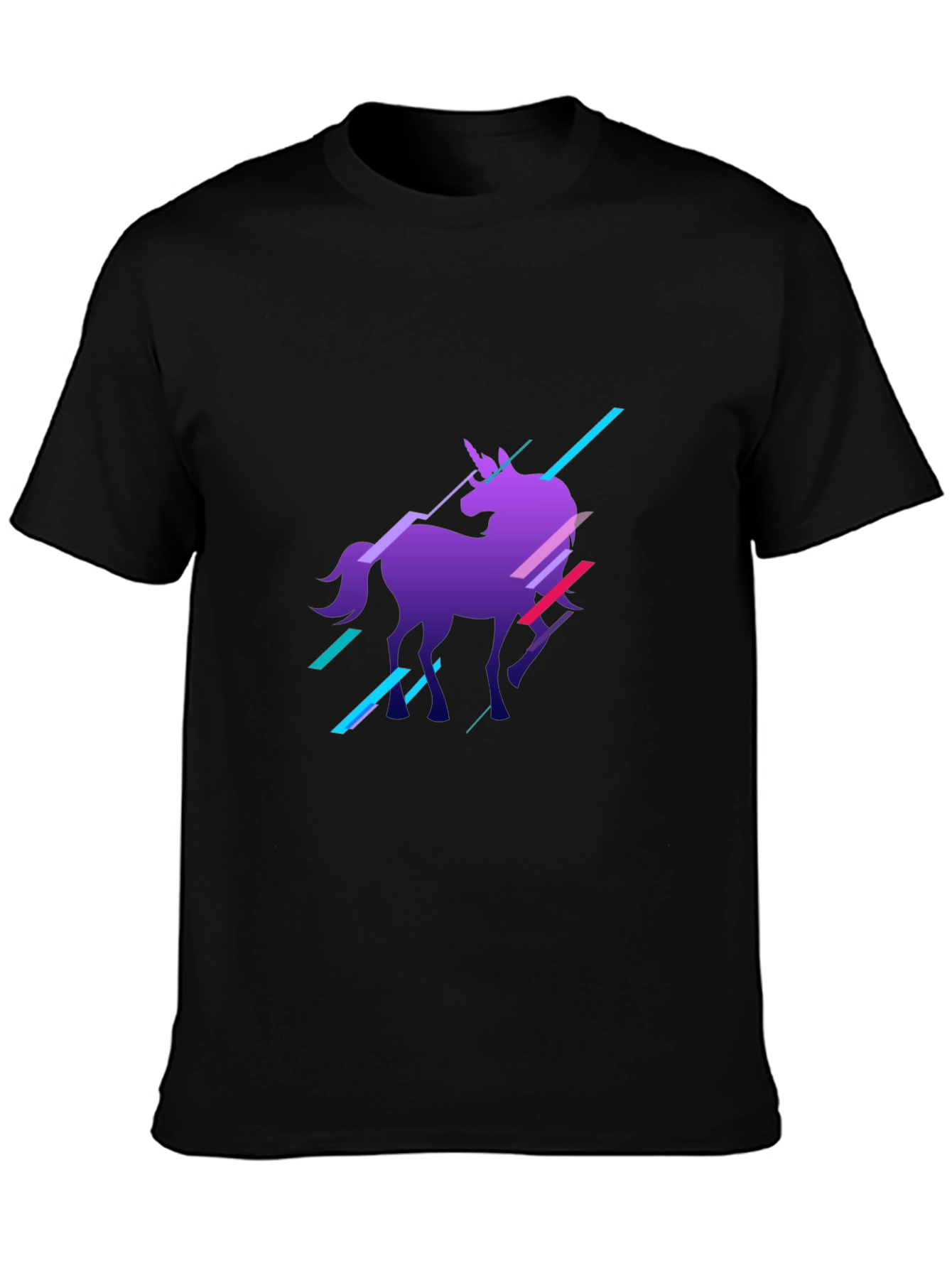 Unicorn Graphic Print Black T-Shirt
