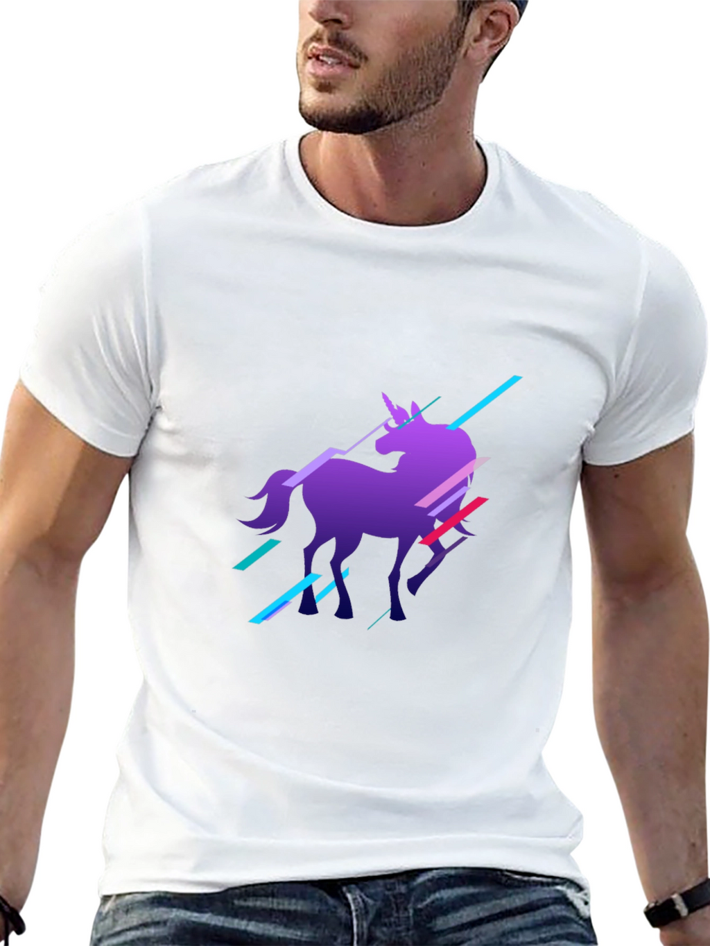 Unicorn Graphic Print Black T-Shirt