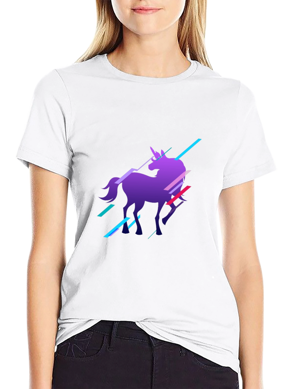 Unicorn Graphic Print Black T-Shirt