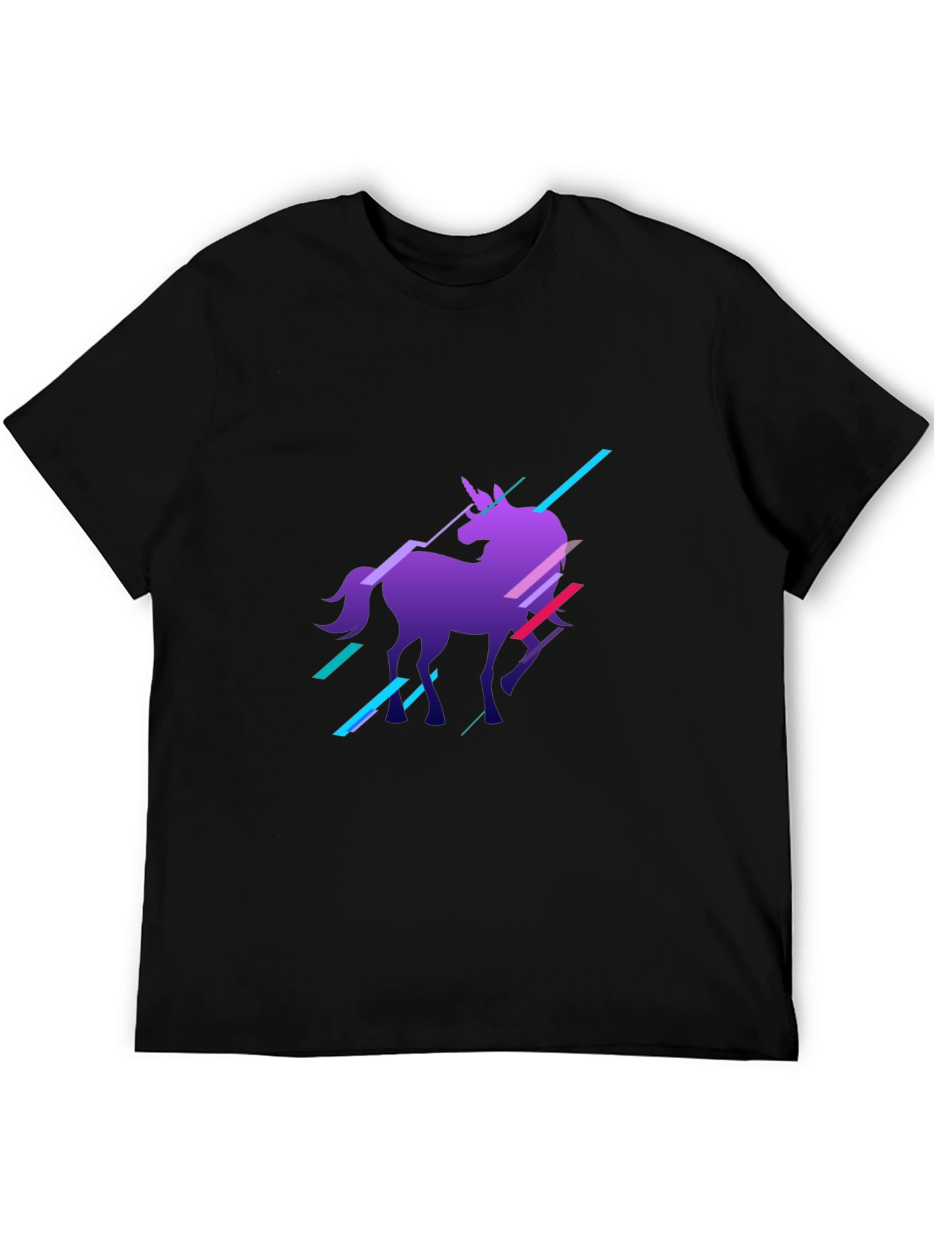 Unicorn Graphic Print Black T-Shirt