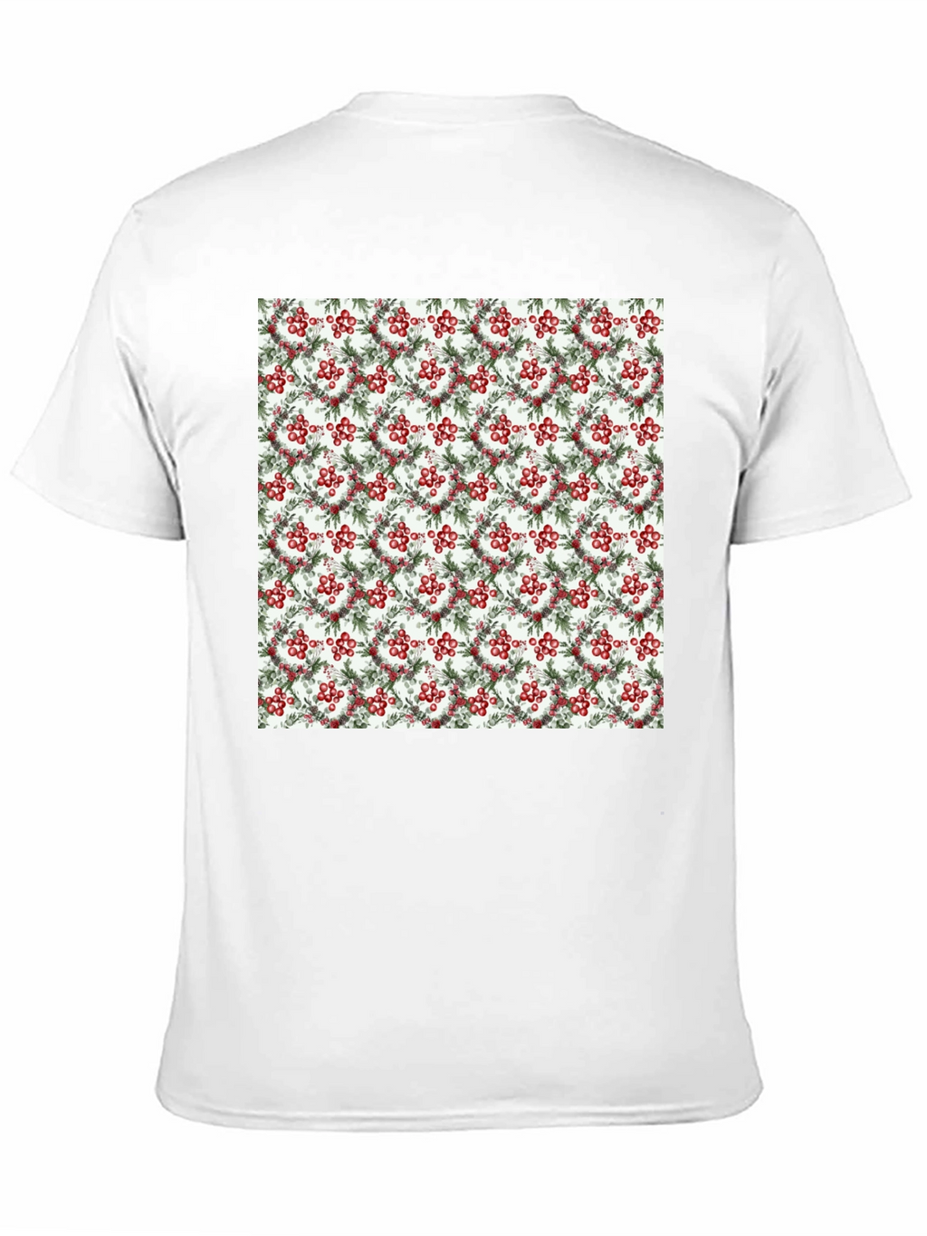 Festive Berry Wreath Pattern Black T-Shirt
