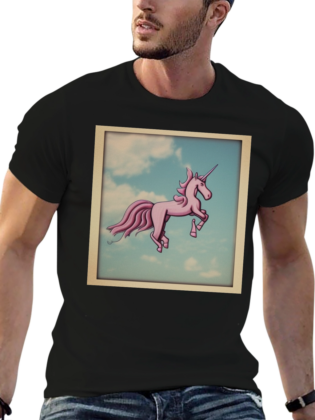 Unicorn in the Sky Black T-Shirt