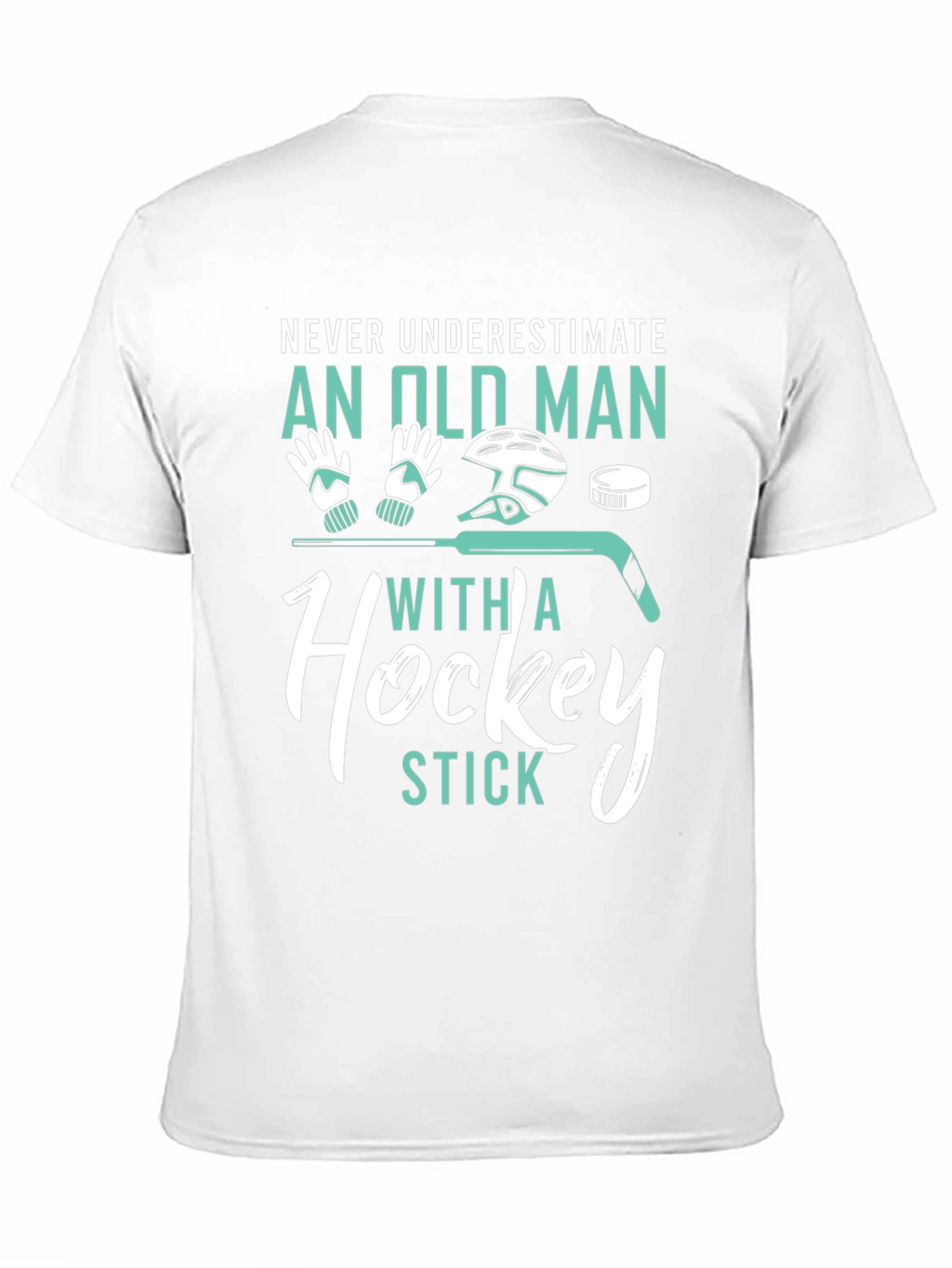 Never Underestimate Old Man Hockey Stick Graphic Tee