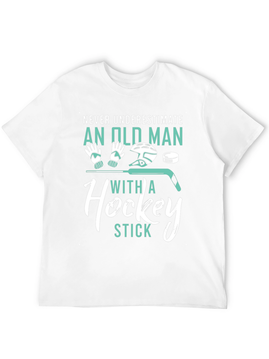 Never Underestimate Old Man Hockey Stick Graphic Tee