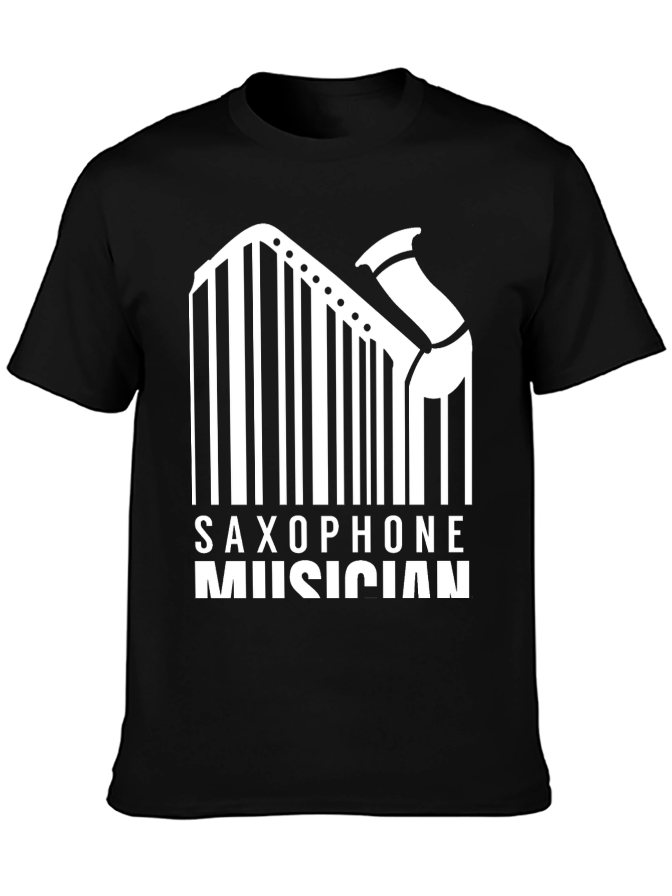 Saxophone Musician Barcode Graphic T-Shirt