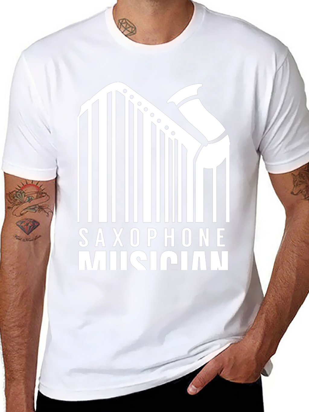 Saxophone Musician Barcode Graphic T-Shirt