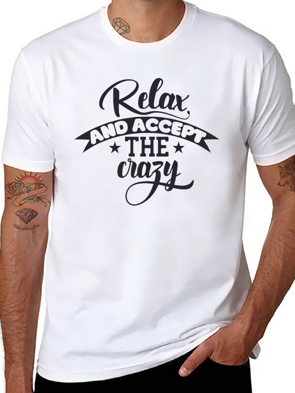 Relax Accept the Crazy T-Shirt - Black Casual Tee