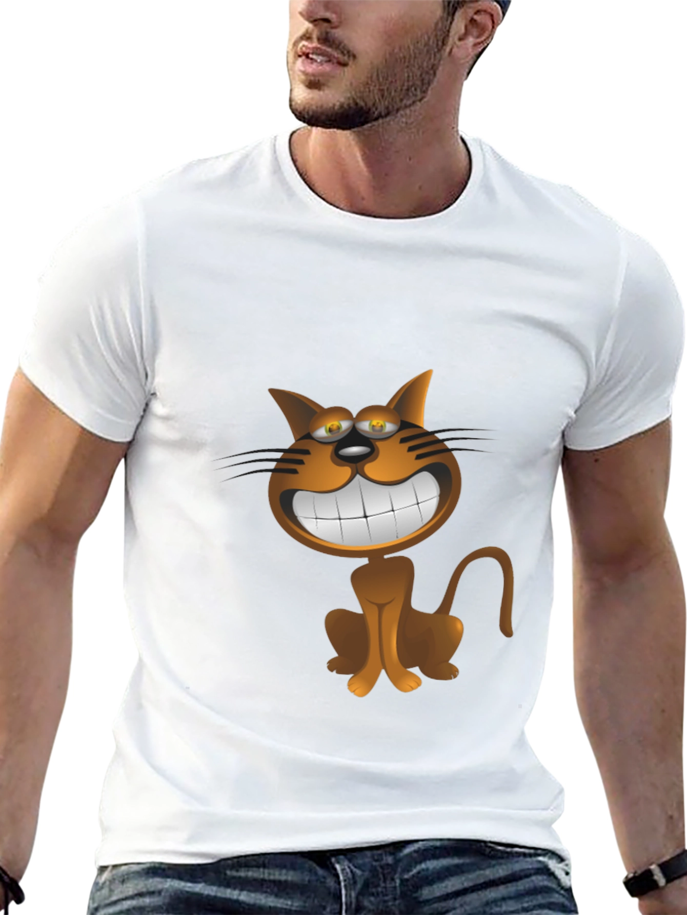 Cartoon Cat Black T-Shirt