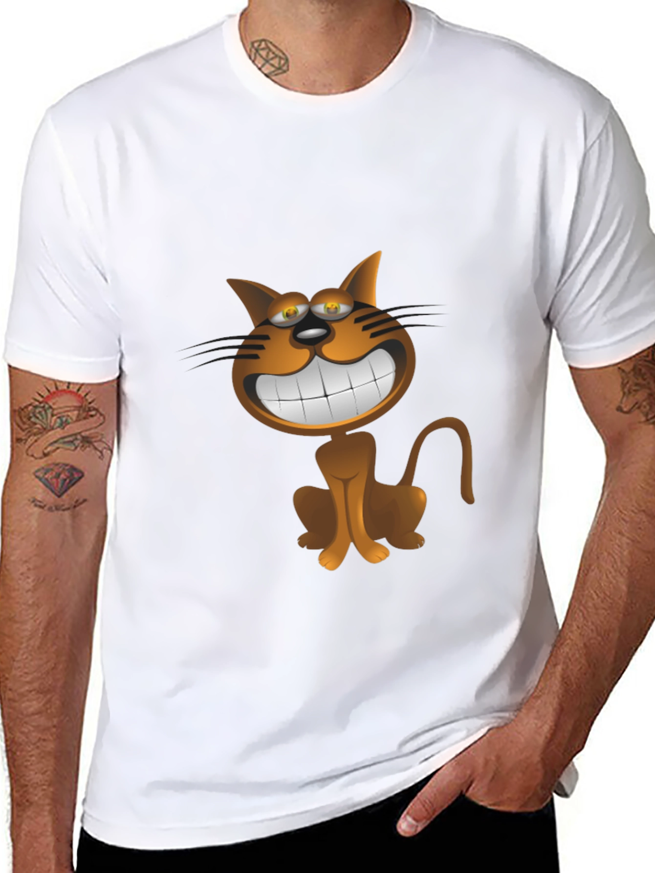Cartoon Cat Black T-Shirt