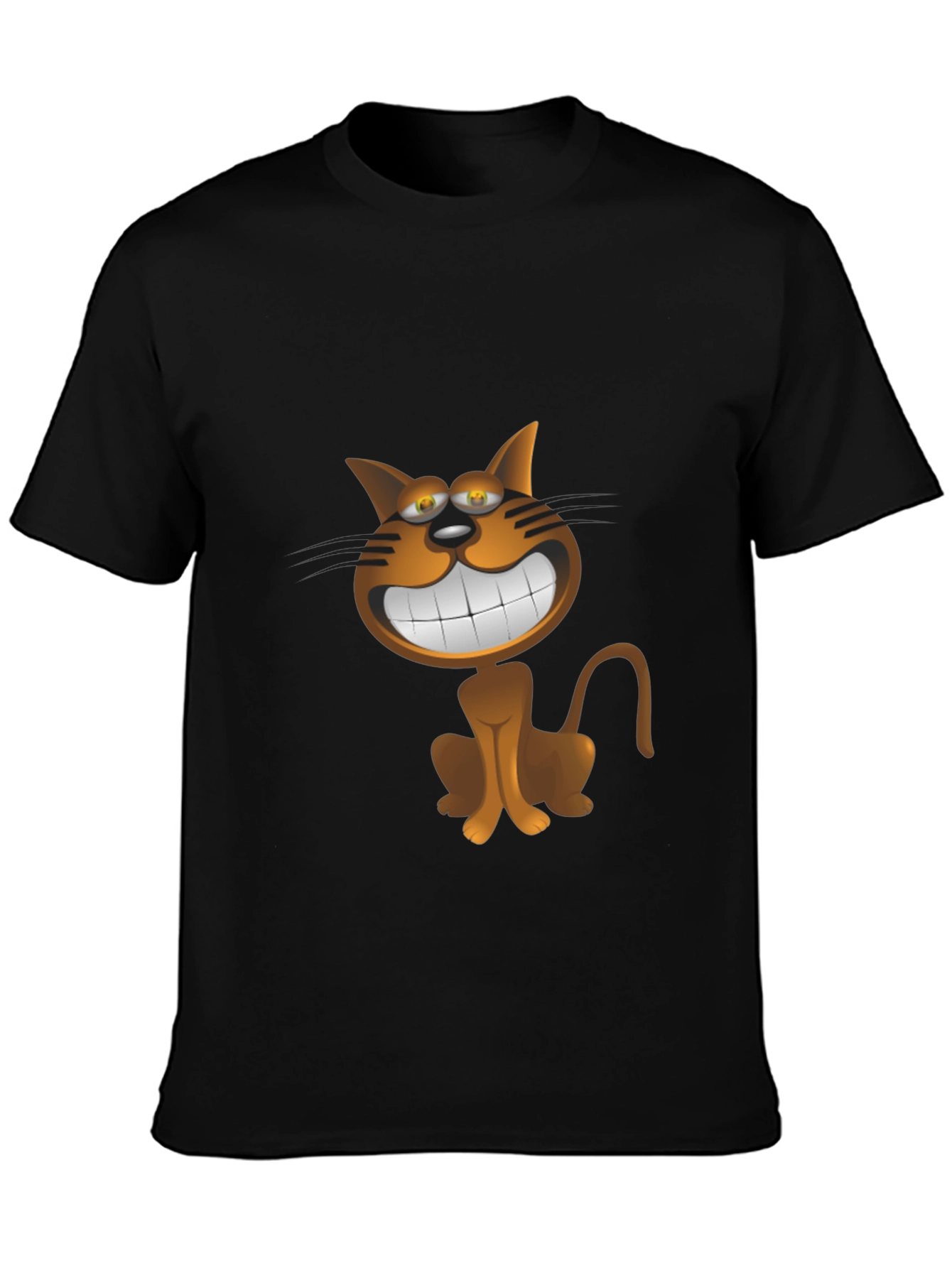 Cartoon Cat Black T-Shirt