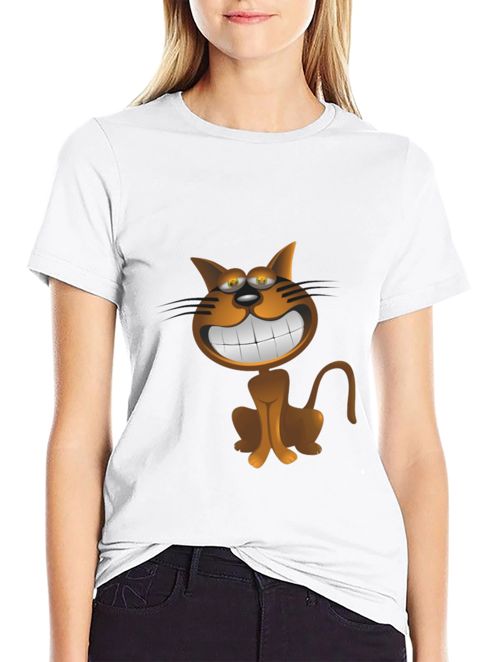 Cartoon Cat Black T-Shirt