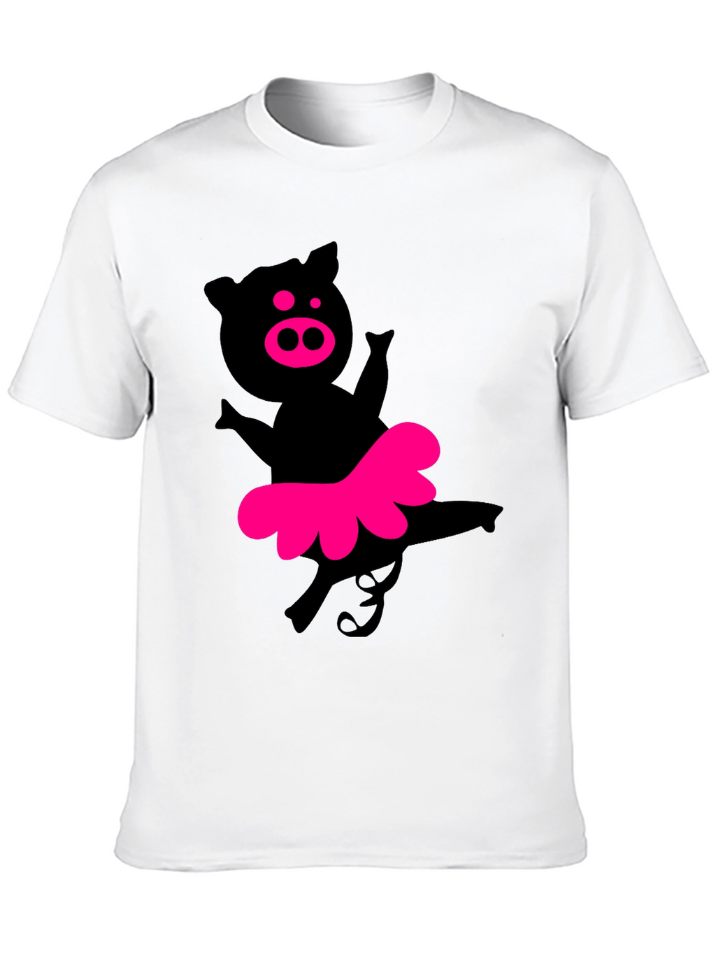 Funny Pig Ballerina Graphic Tee - Unisex Black T-Shirt