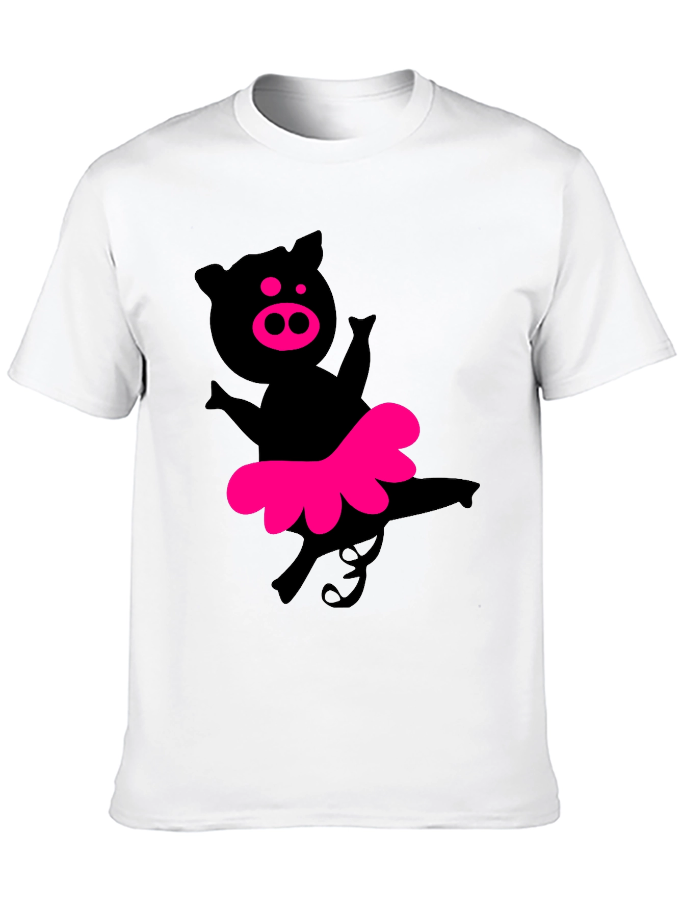 Funny Pig Ballerina Graphic Tee - Unisex Black T-Shirt