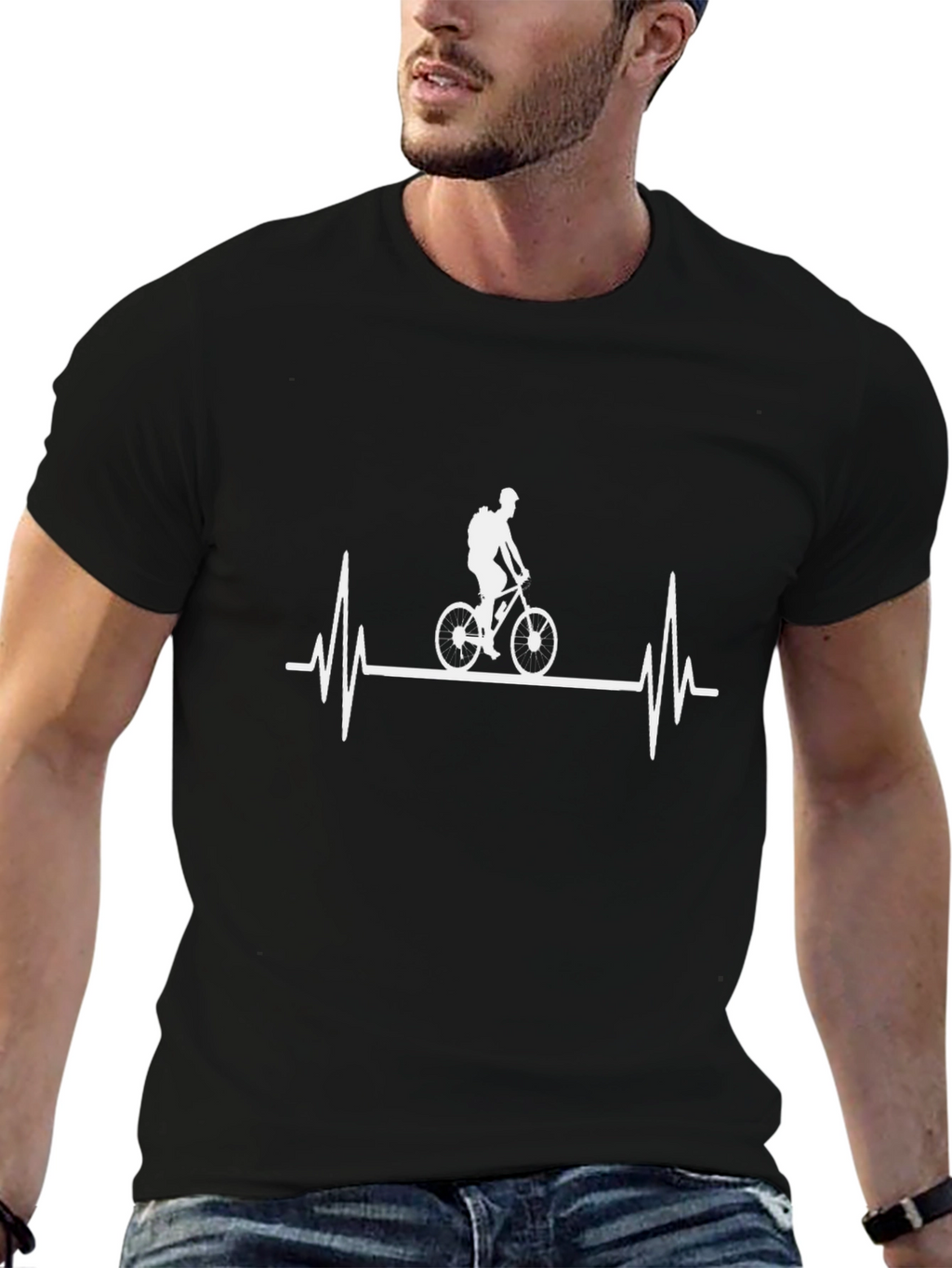 Cyclist Heartbeat T-Shirt - Black