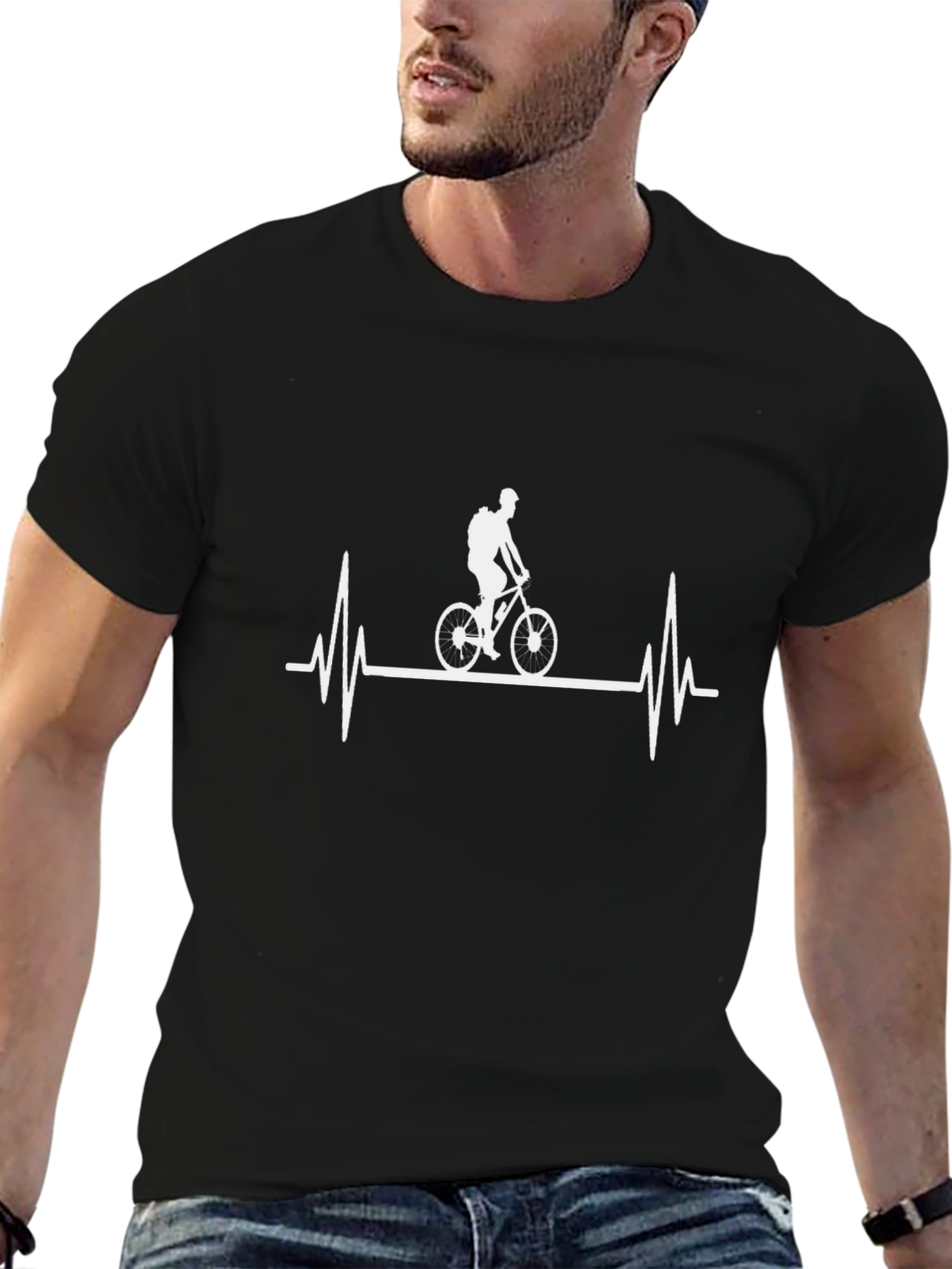 Cyclist Heartbeat T-Shirt - Black