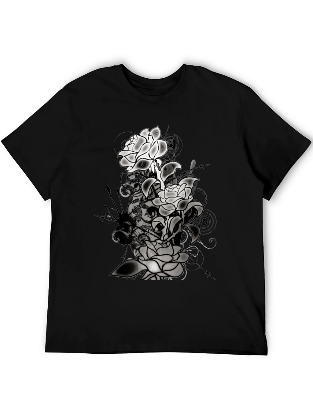 Floral Graphic T-Shirt - Mens Black Tee