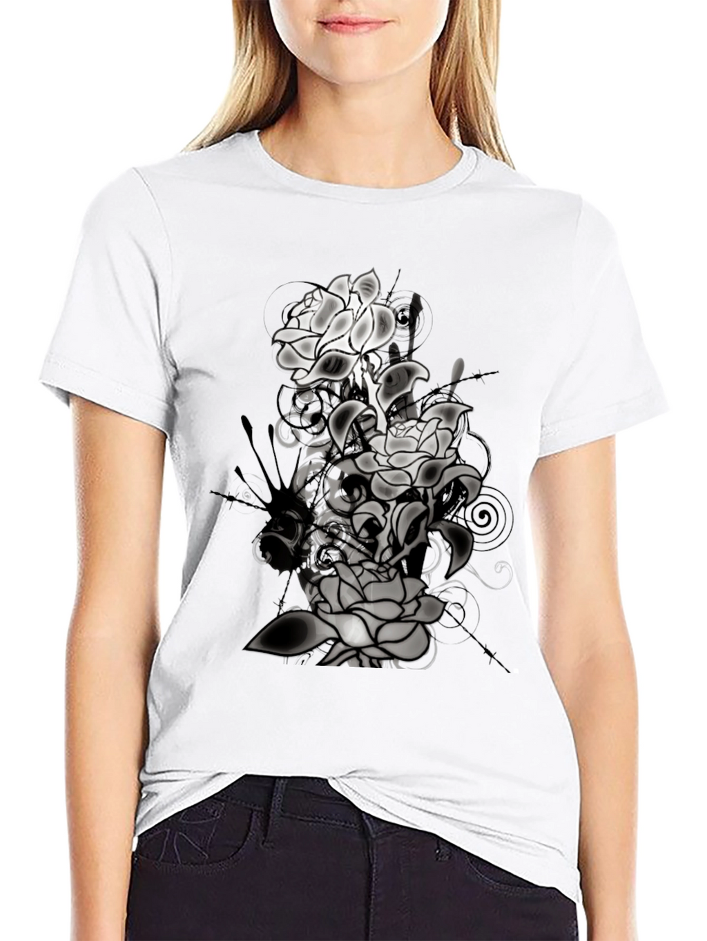 Floral Graphic T-Shirt - Mens Black Tee