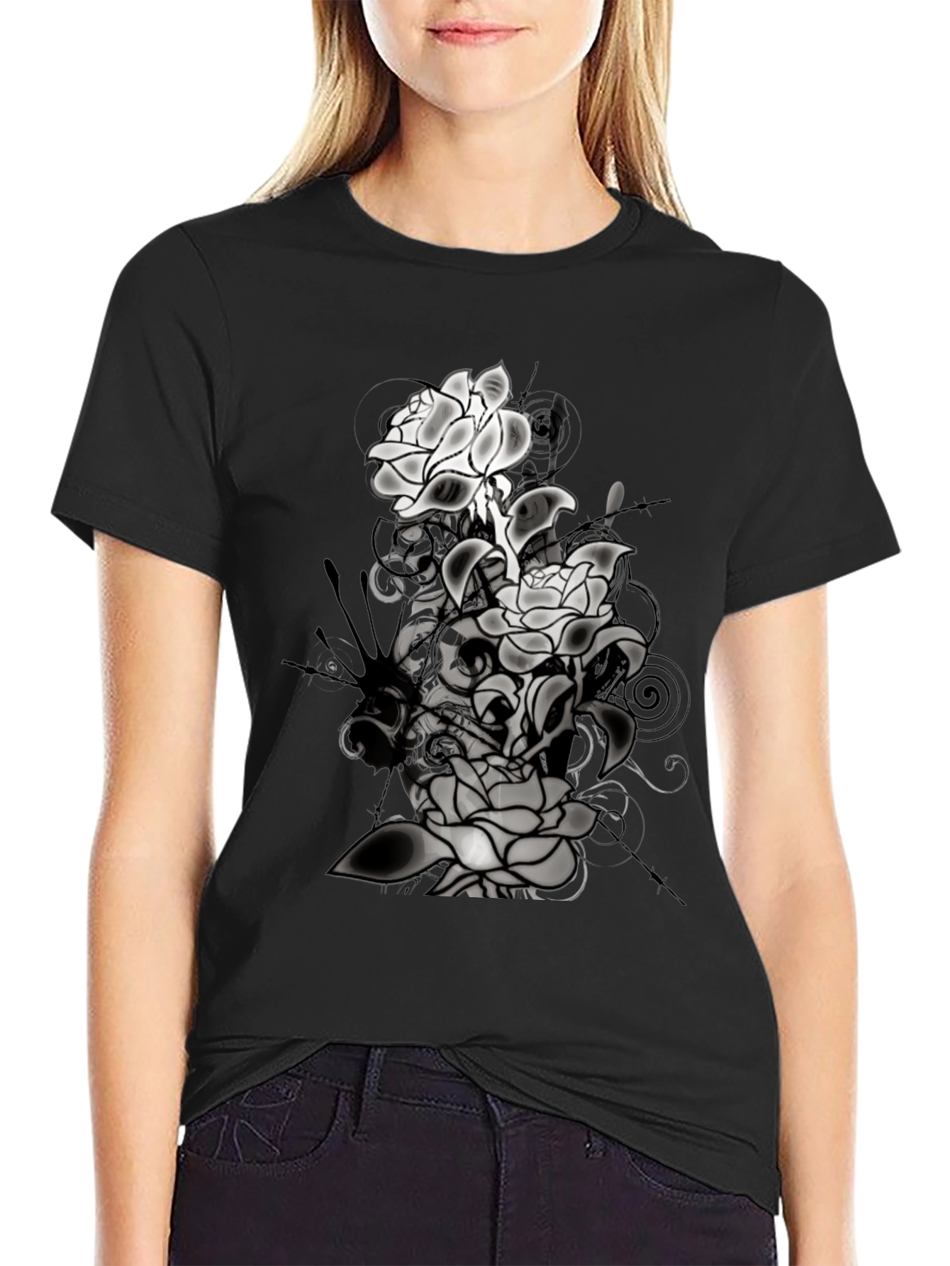 Floral Graphic T-Shirt - Mens Black Tee