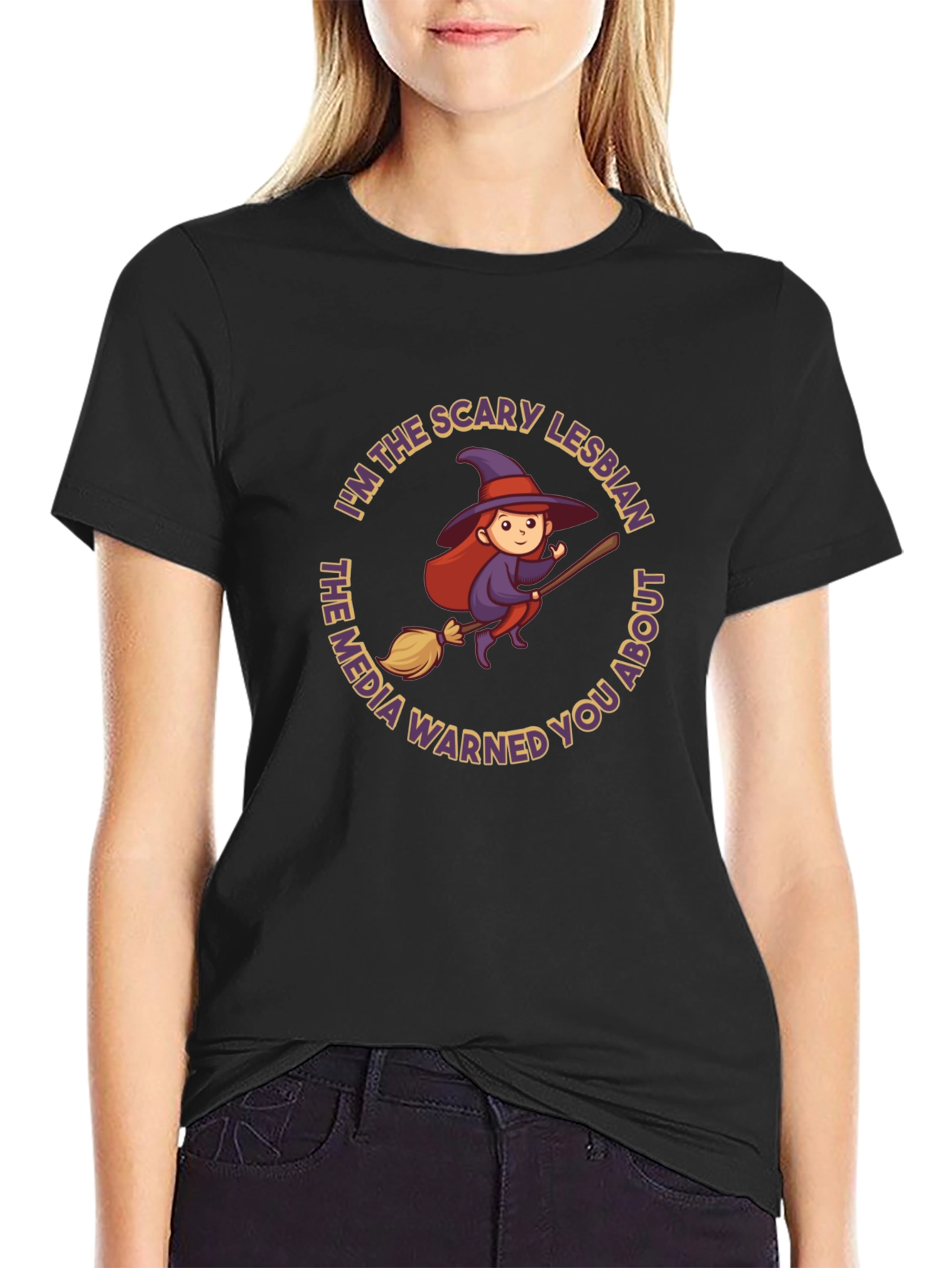 Scary Lesbian Witch Graphic T-Shirt