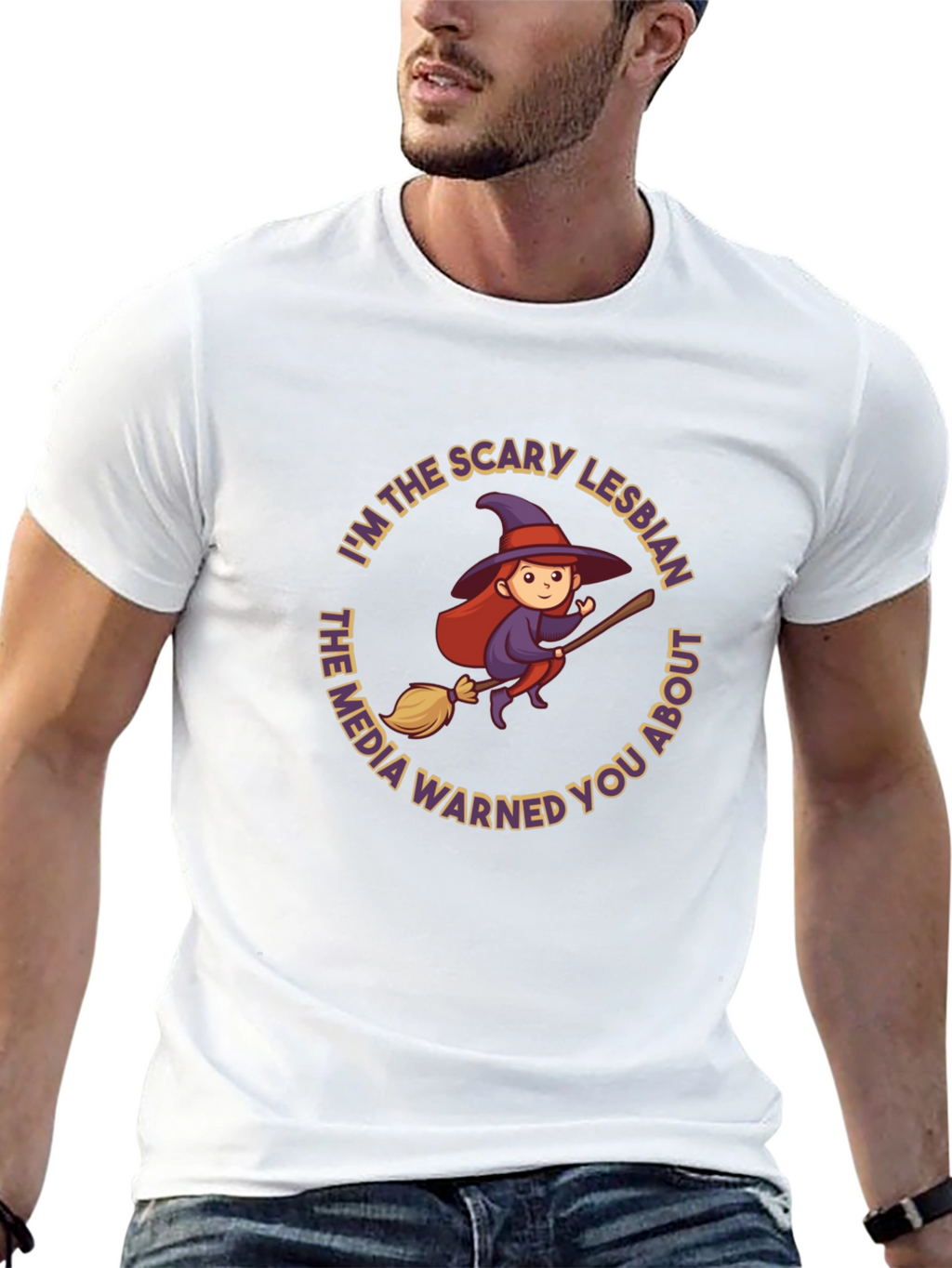 Scary Lesbian Witch Graphic T-Shirt