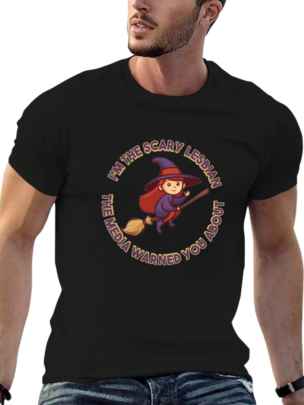 Scary Lesbian Witch Graphic T-Shirt