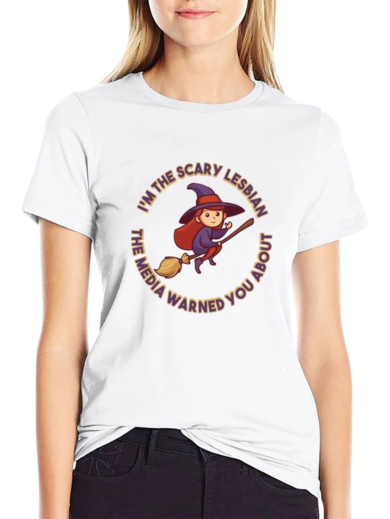 Scary Lesbian Witch Graphic T-Shirt