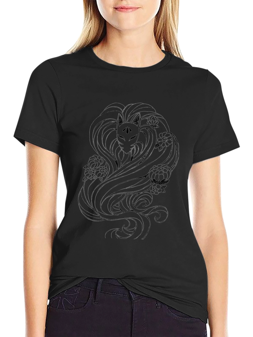 Fox Mask Graphic Black T-Shirt