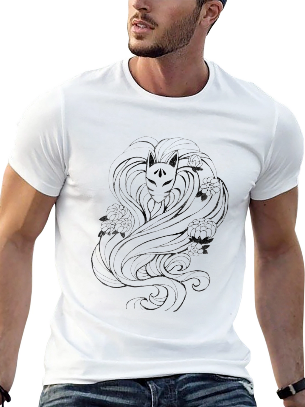 Fox Mask Graphic Black T-Shirt