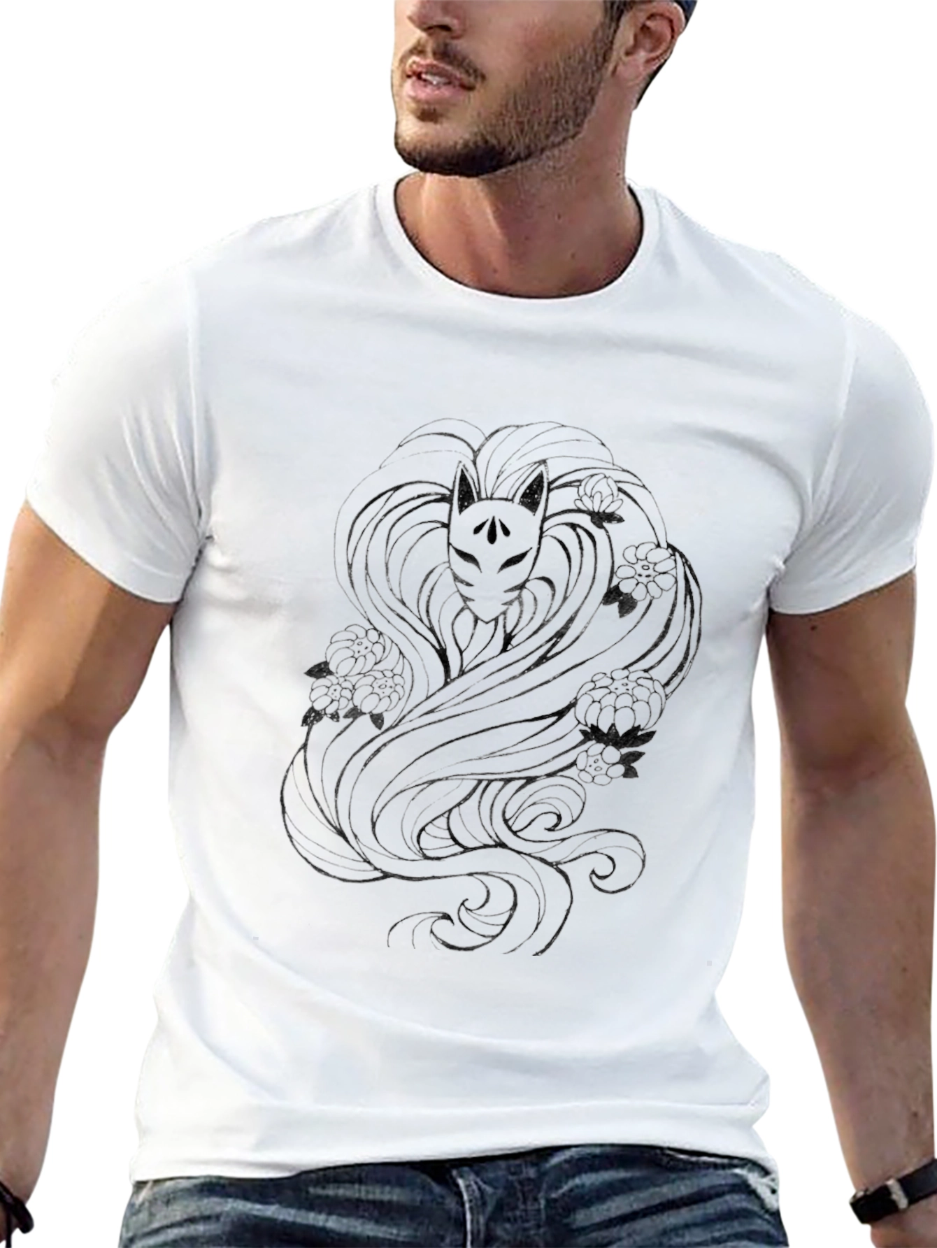 Fox Mask Graphic Black T-Shirt