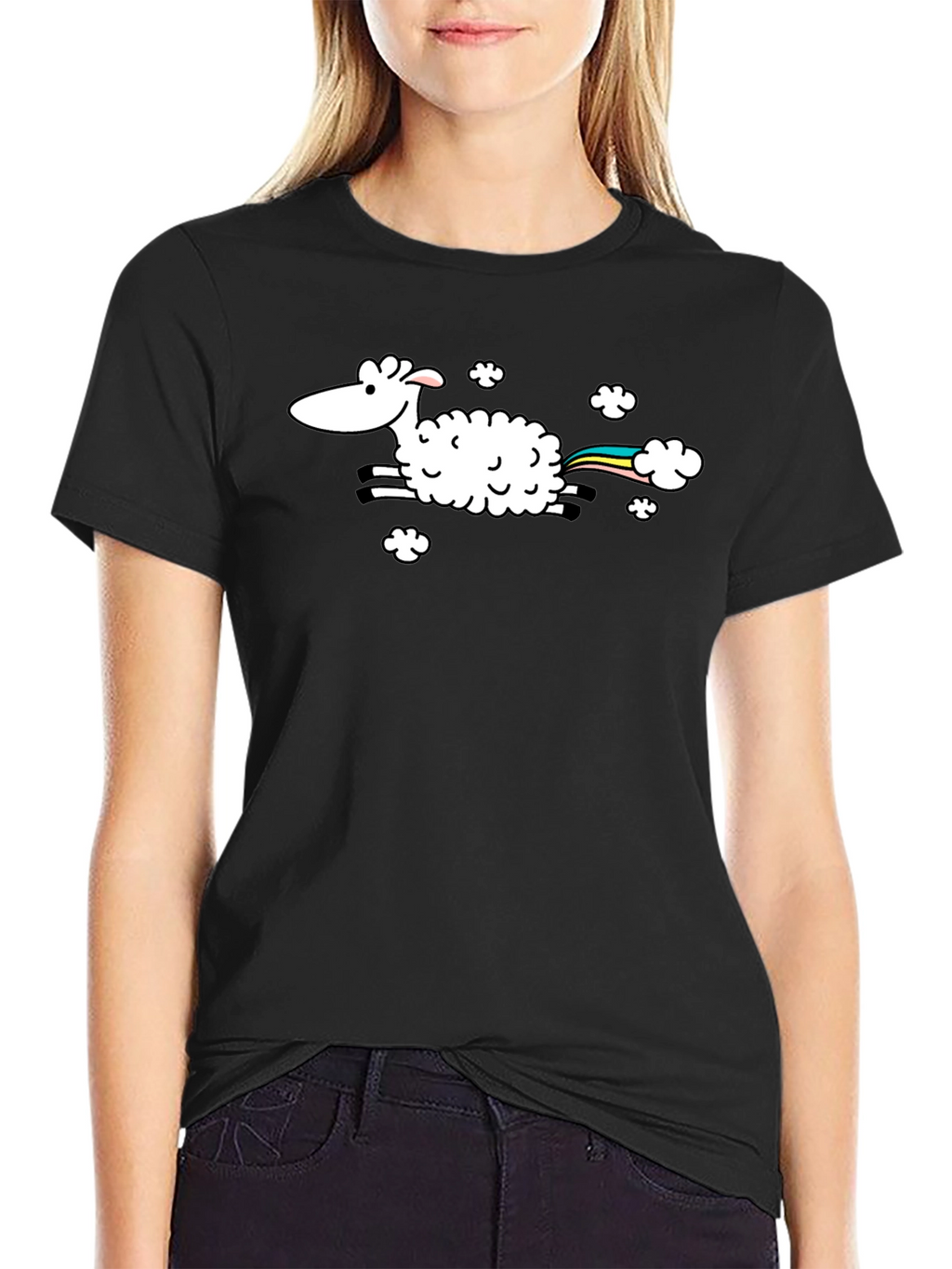 Rainbow Sheep T-Shirt - Black Cotton Tee
